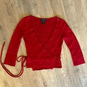 Deep V, Sexy Wrap 3/4 Sleeve Red Sweater